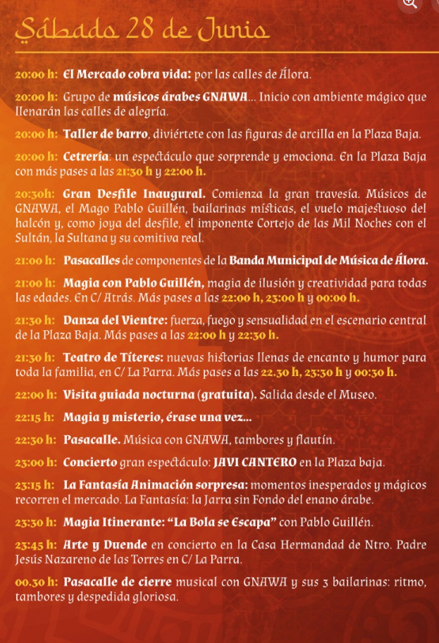 Programa del Zoco Arabe de Alora