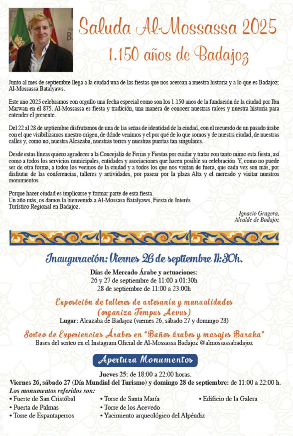 Programa del Al-Massassa y Mercado Arabe en Badajoz