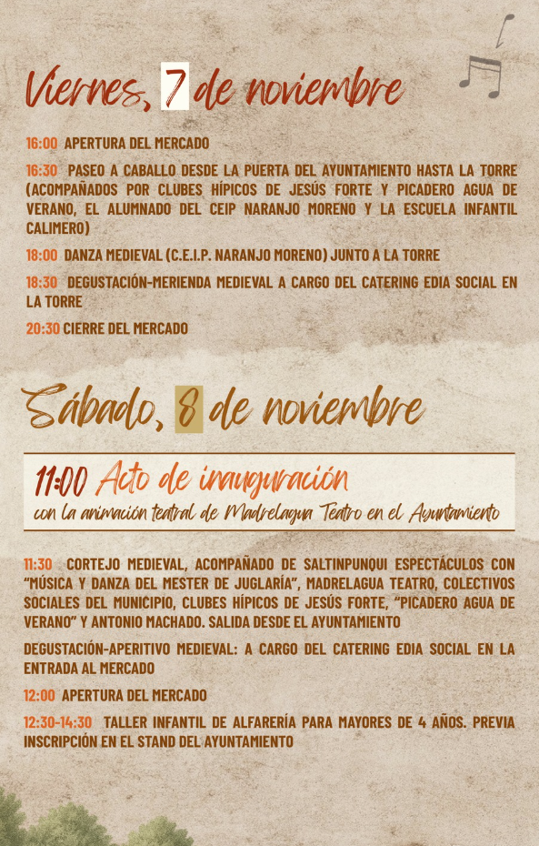 Programa del Mercado Medieval de San Bartolome de la Torre