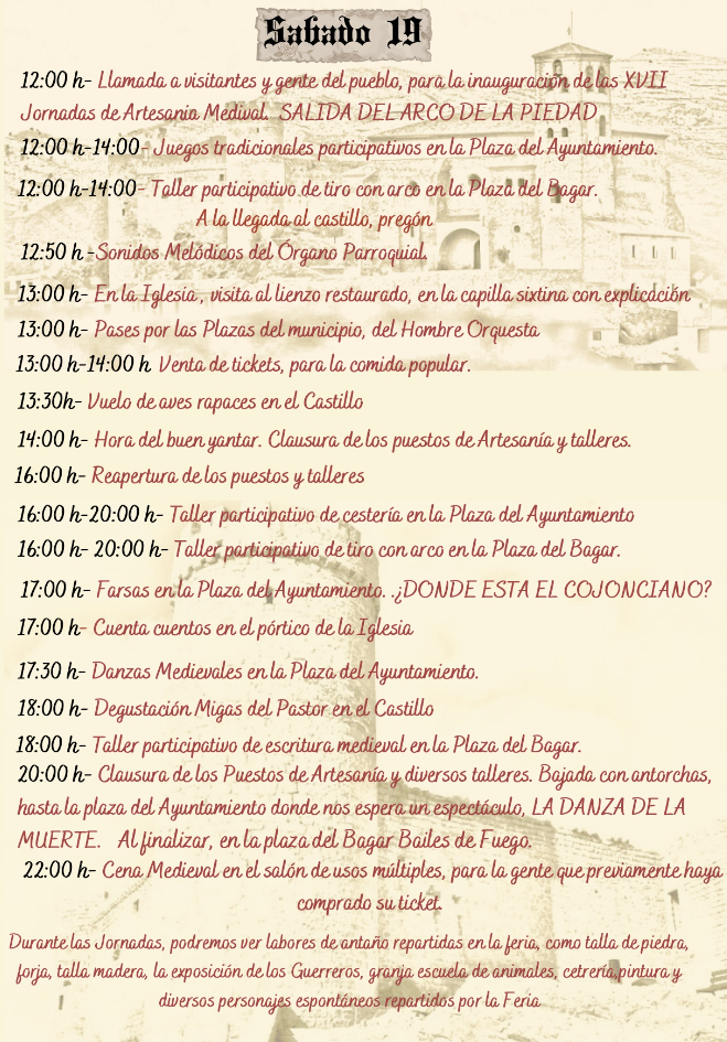Programa de las Jornadas de Artesania Medieval en Cornago