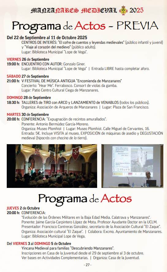 cuando son que dia programa actividades mercado medieval manzanares