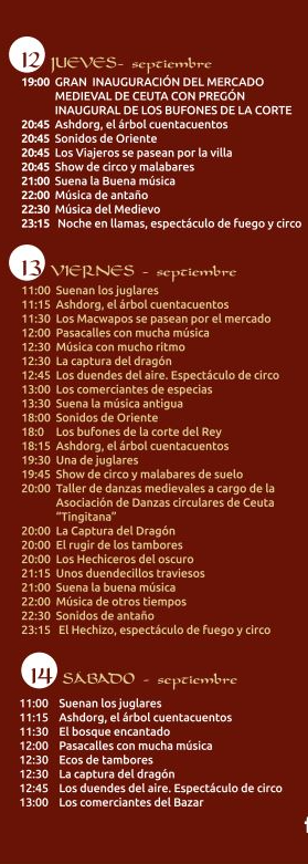 cuando es que dia donde programa mercado medieval ceuta