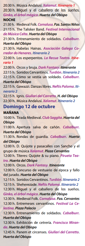 programa actividades mercado medieval alcala