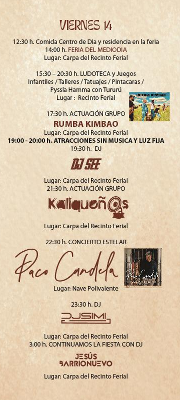 Programa de la Feria y Fiestas de San Diego en Cuevas del Almanzora