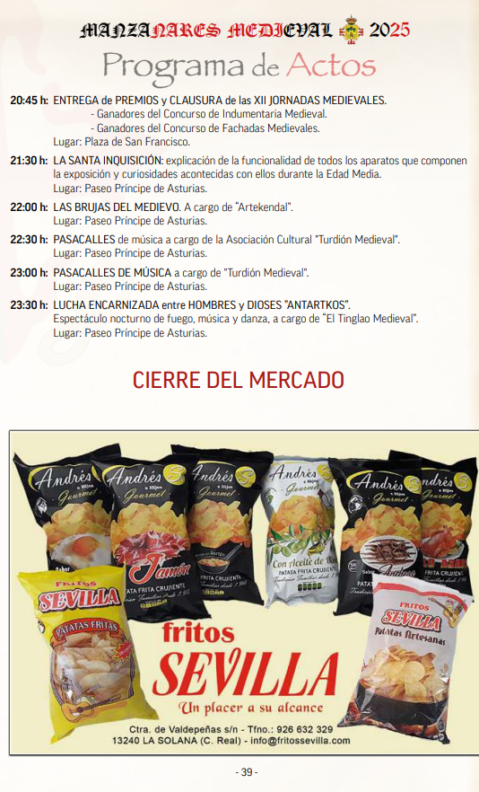 cuando son que dia programa actividades mercado medieval manzanares