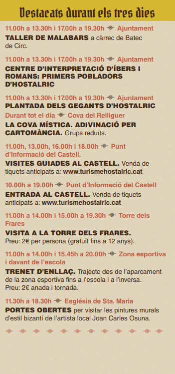 Programa de la Fira Medieval d Hostalric