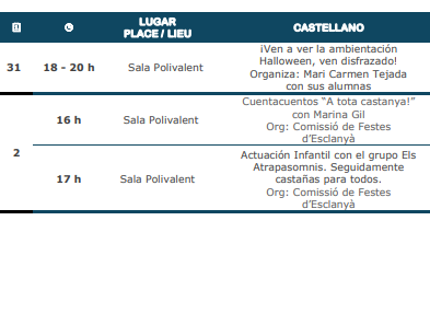 Programa de la Fira de la Castanyera en Begur