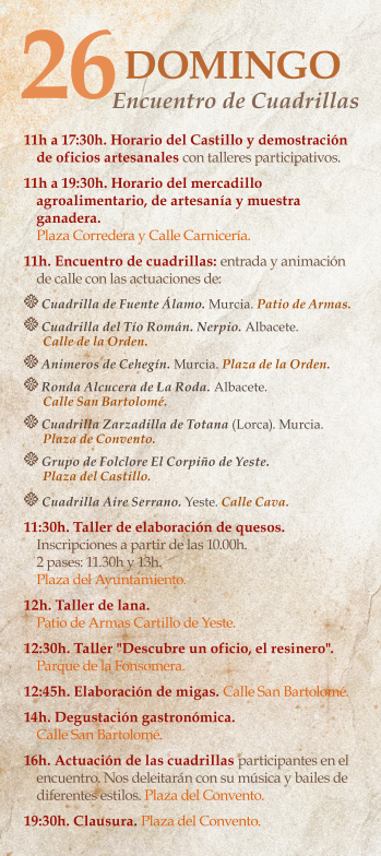 Programa de la Feria de Tradiciones Populares de Yeste