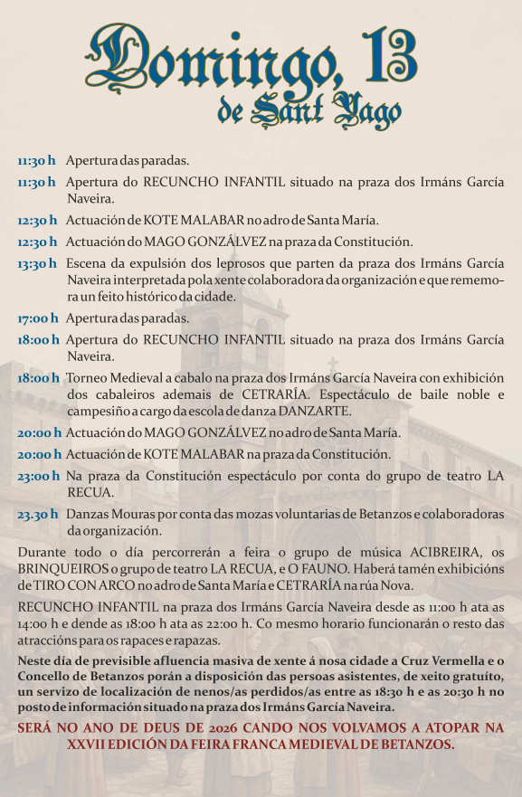 Programa de la Feira Franca Medieval de Betanzos