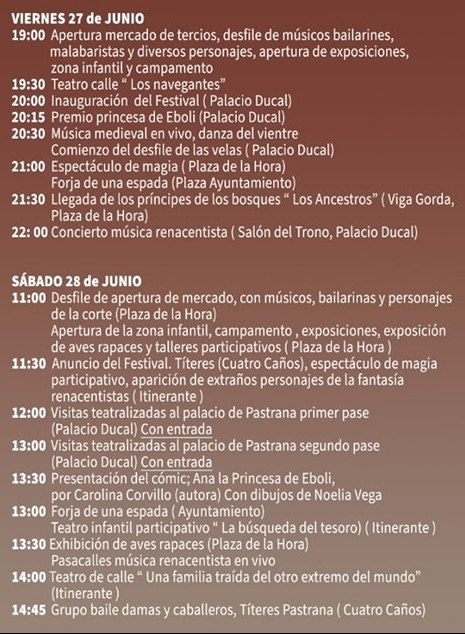 Programa y horarios del Festival Ducal de Pastrana