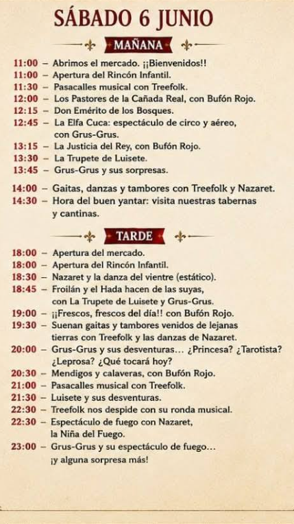 Programa del Mercado Medieval de El Puerto de Santa Maria