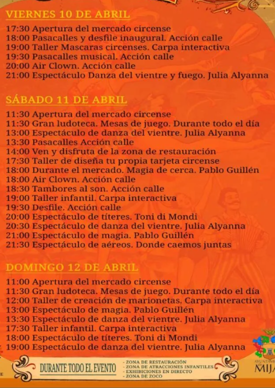 Programa del Mercado Circense de Las Lagunas de Mijas