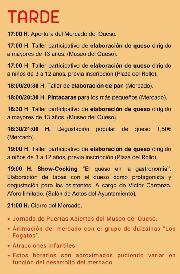 Programa del Mercado del Queso en Villalon de Campos