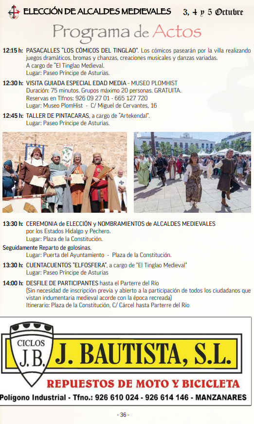 cuando son que dia programa actividades mercado medieval manzanares