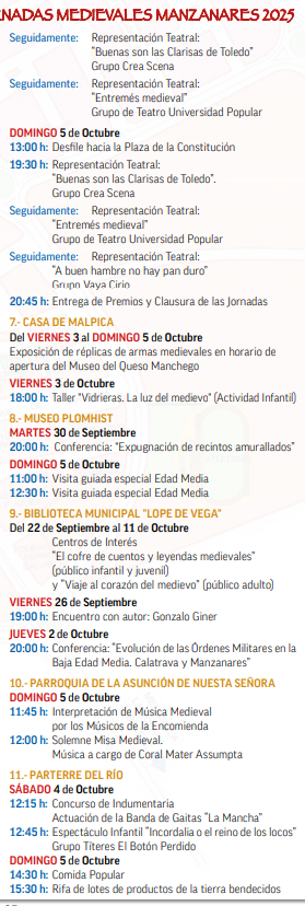 cuando son que dia programa actividades mercado medieval manzanares