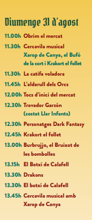 Programa del Mercado Medieval de Calafell