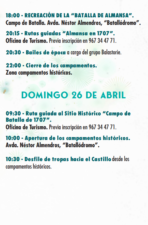 Programa de la Recreacion Historica de la Batalla de Almansa