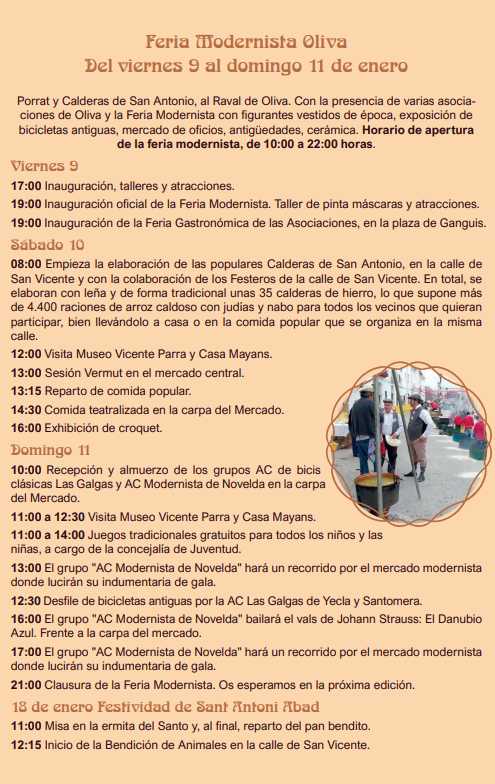Programa de la Feria Modernista y Calderes de Oliva