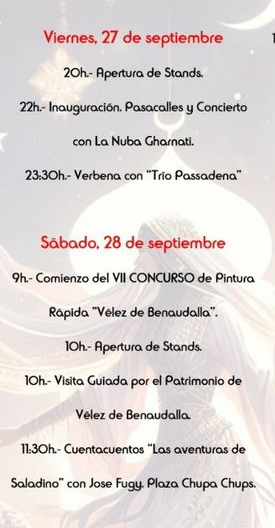 Programa de la Expo Nazari en Velez de Benaudalla