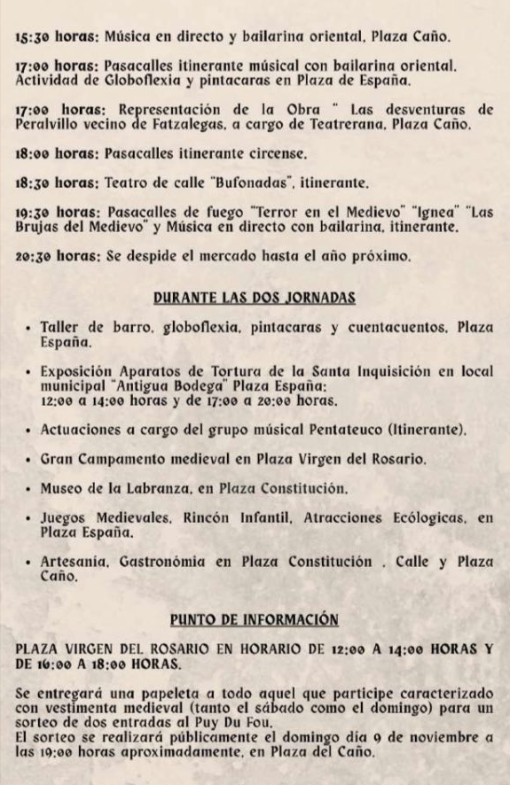 Programa del Mercado Medieval de Cazalegas