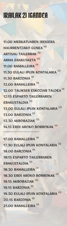 Programa de la Feria Medieval de Lasarte-Oria