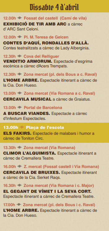 Programa de la Fira Medieval d Hostalric
