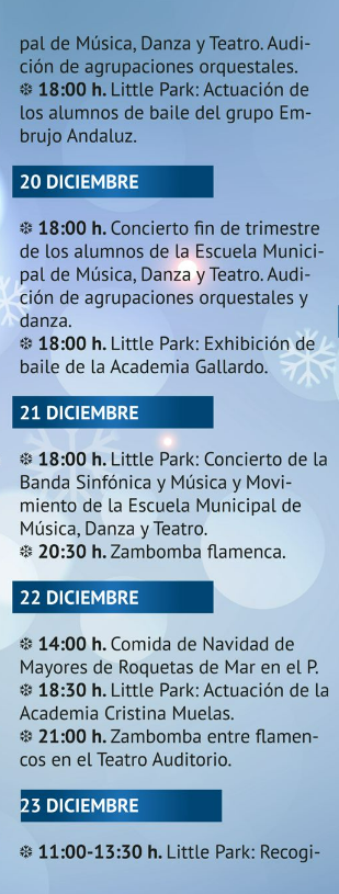 Programa de la Navidad en Roquetas de Mar