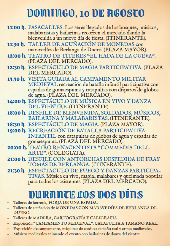 Programa del Mercado Medieval de Berlanga de Duero