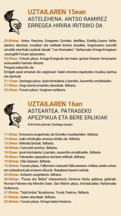 Programa de la Semana Medieval en Estella Lizarra