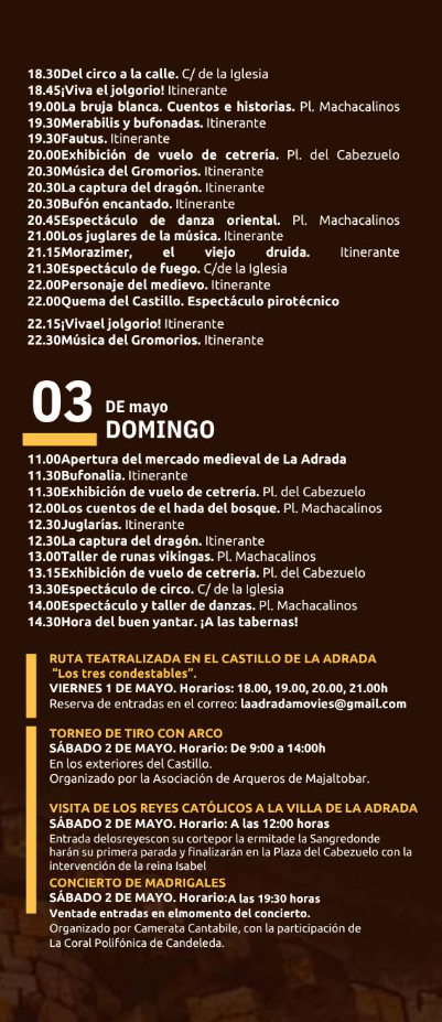 Programa del Mercado Medieval de La Adrada