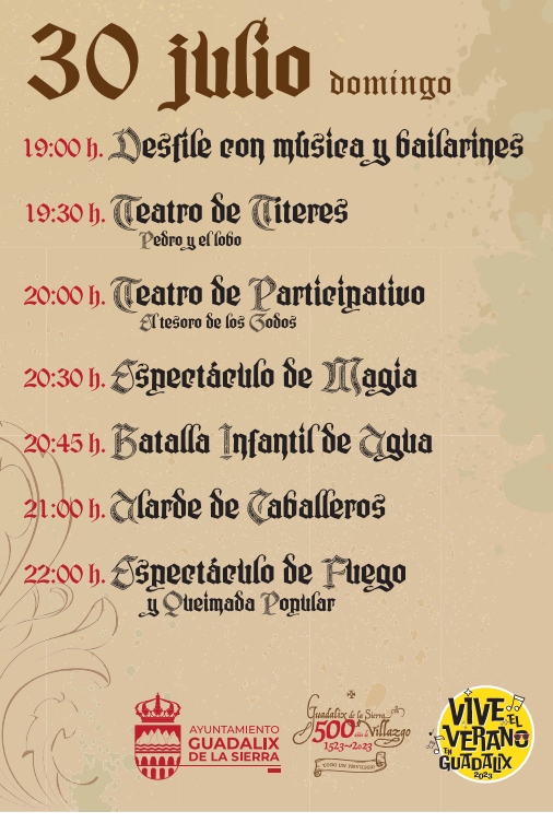 Programa del Mercado Medieval de Guadalix de la Sierra