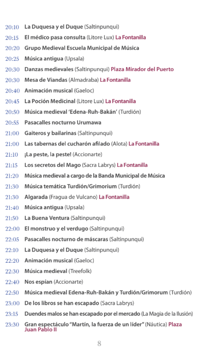 Programa de la Feria Medieval del Descubrimiento en Palos de la Frontera