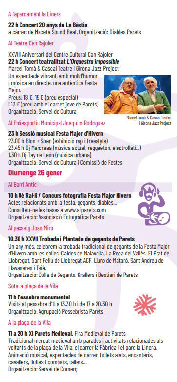 Programa de la Festa Major de Parets i Fira Medieval
