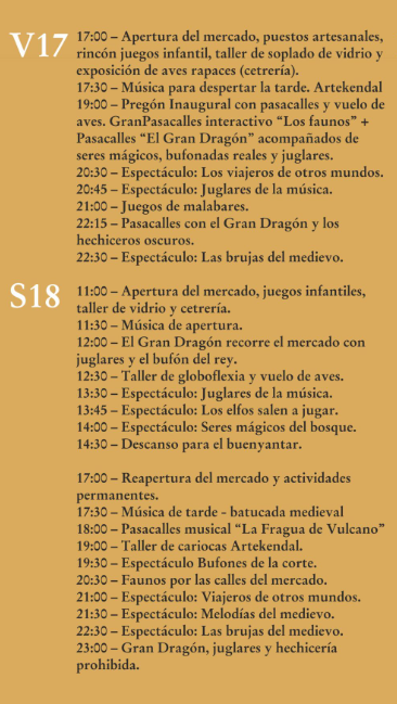 Programa del Mercado Medieval de El Carpio