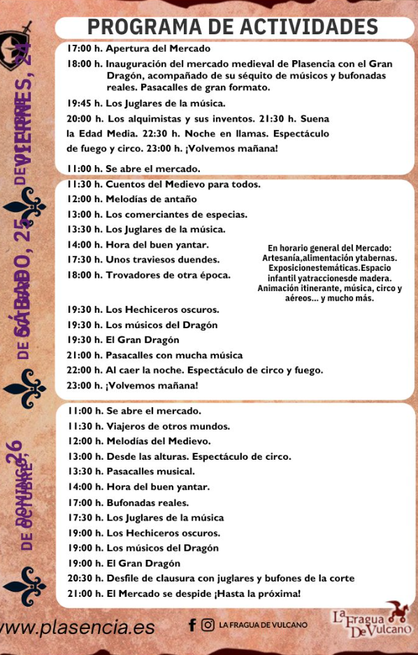Programa del Mercado Medieval de Plasencia