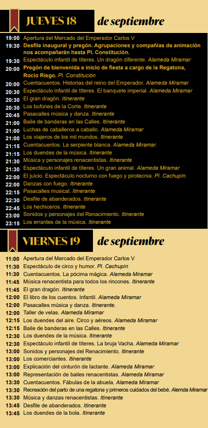 cuando es que dia programa mercado medieval horarios