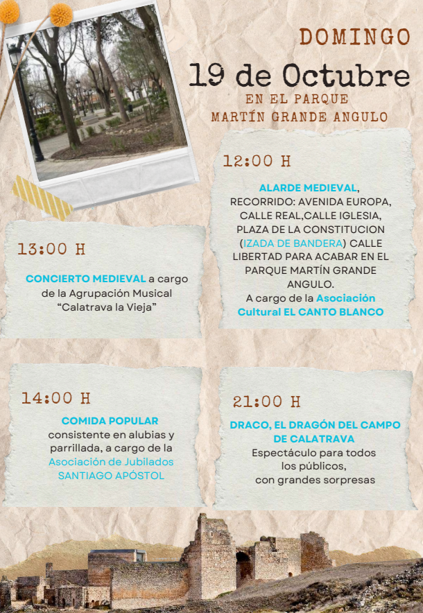 Programa de las Jornadas Medievales en torno a Calatrava la Vieja en Carrion de Calatrava