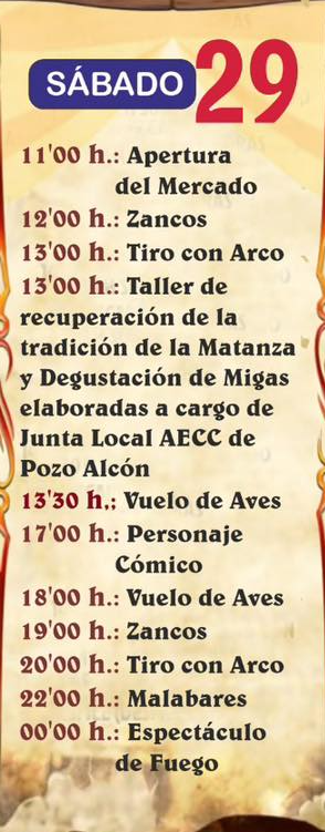 Programa del Mercado Medieval de Pozo Alcon