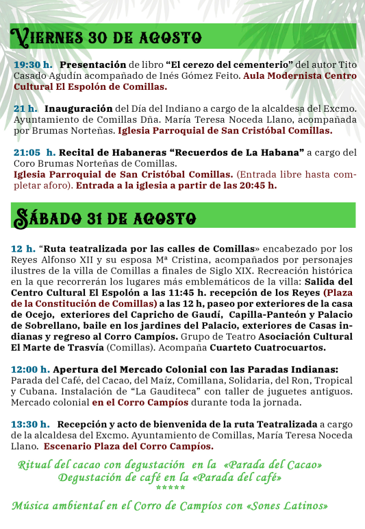 Programa del Dia del Indiano en Comillas