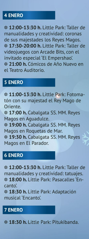 Programa de la Navidad en Roquetas de Mar