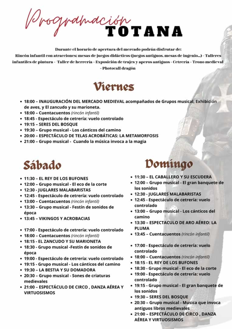 Programa del mercado medieval de Totana