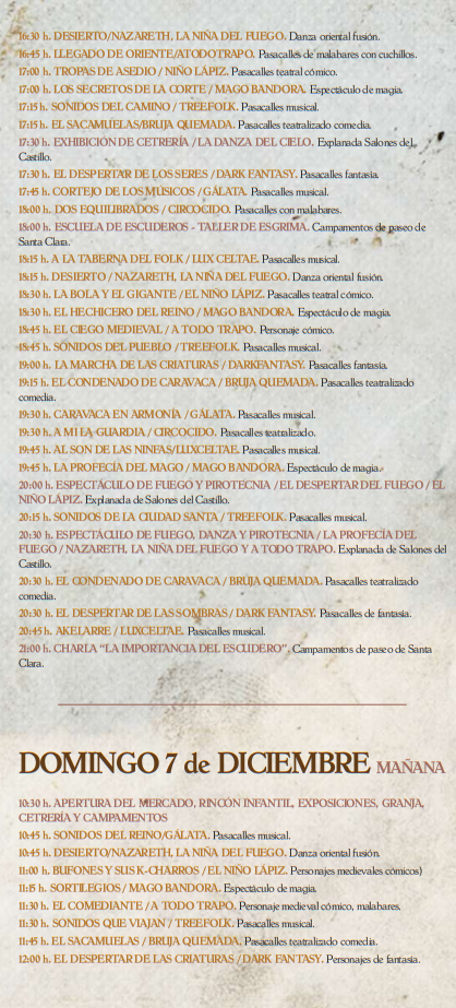 Programa del Mercado Medieval de Caravaca de la Cruz