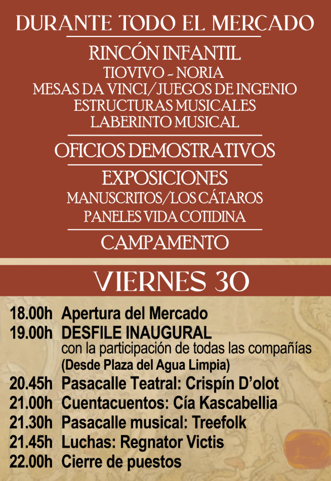 Programa del Mercado Medieval de Segorbe
