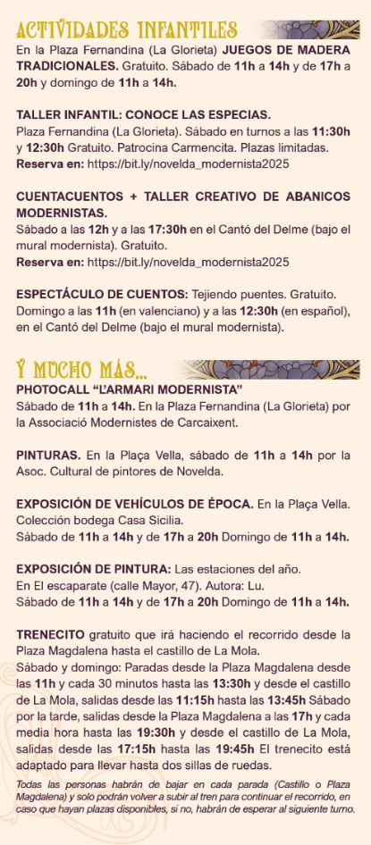 Programa de la Feria Modernista de Novelda