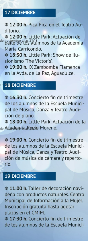 Programa de la Navidad en Roquetas de Mar