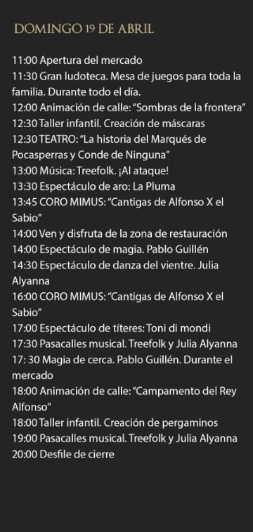 Programa de las Jornadas de Recreacion Historica en El Real de la Jara