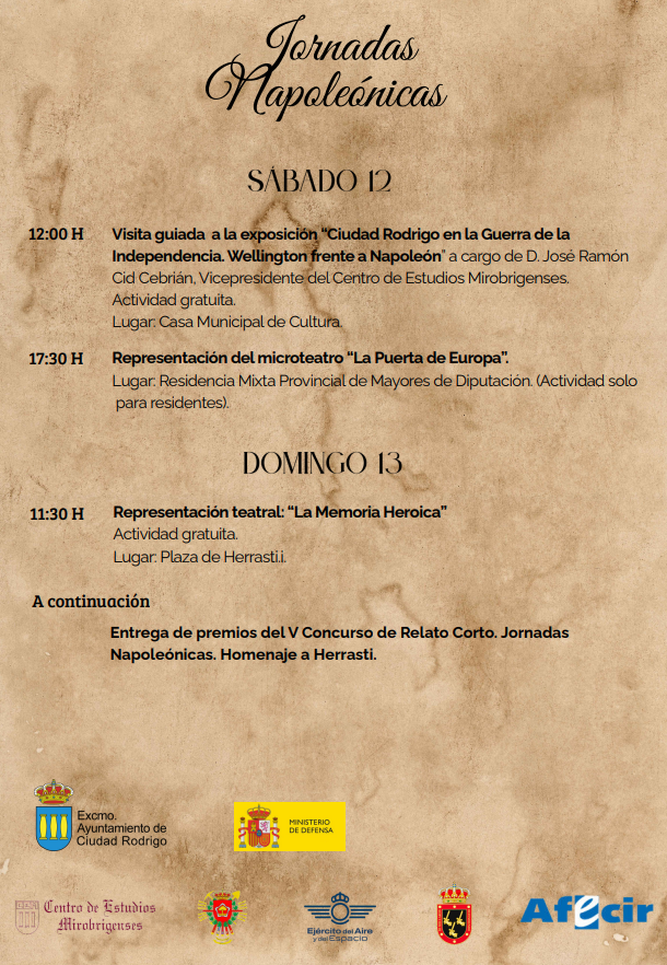 Programa de las Jornadas Napoleonicas en Ciudad Rodrigo