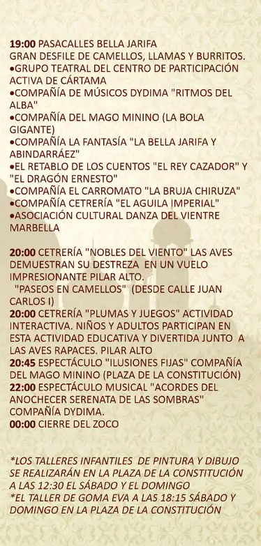 Programa de las Noches de la Bella Jarifa en Cartama