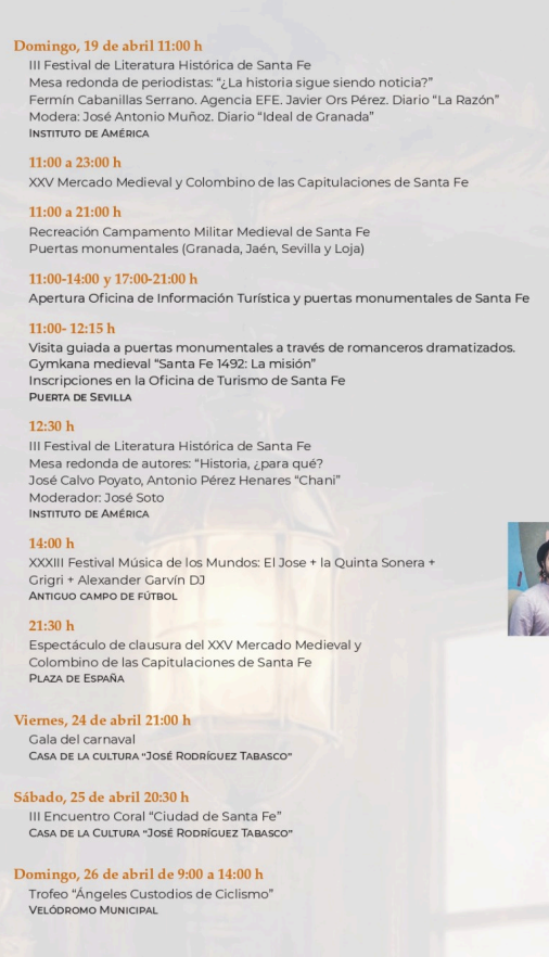 Programa del Mercado Medieval y Colombino de las Capitulaciones de Santa Fe