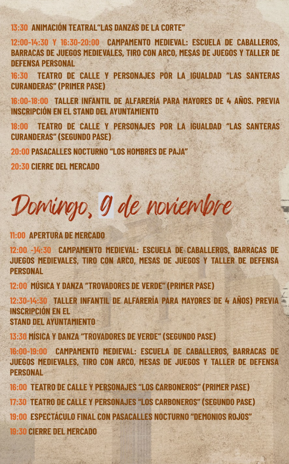 Programa del Mercado Medieval de San Bartolome de la Torre